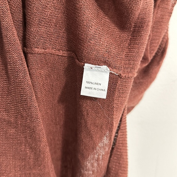 NWT Acrobat Cinnamon Brown Linen Asymmetrical Lightweight Sweater Womens Small - Picture 3 of 4